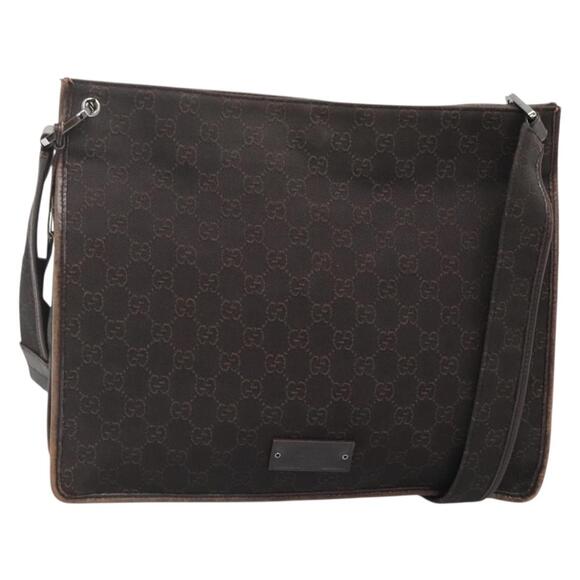 GUCCI GG Canvas Shoulder Bag Dark Brown - Picture 1 of 16